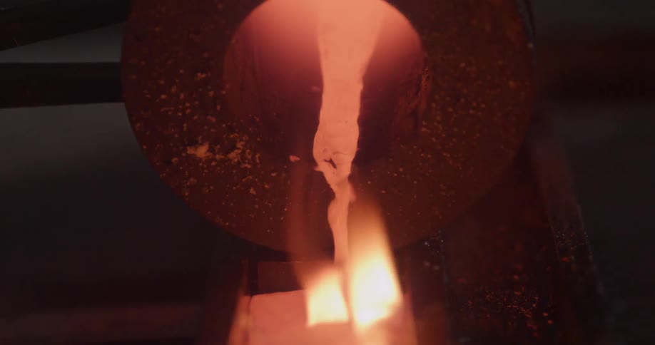 Molten metal is poured into a cast