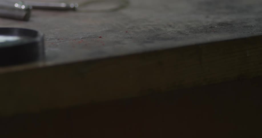 A knife is lifted from the table