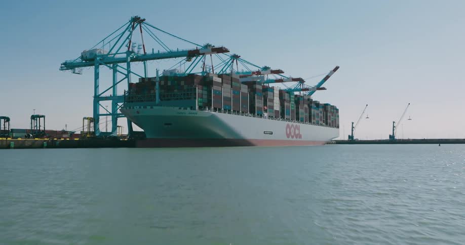 A cargo ship anchored in the citys port
