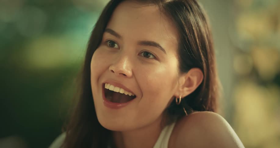 Portrait of a woman talking and smiling