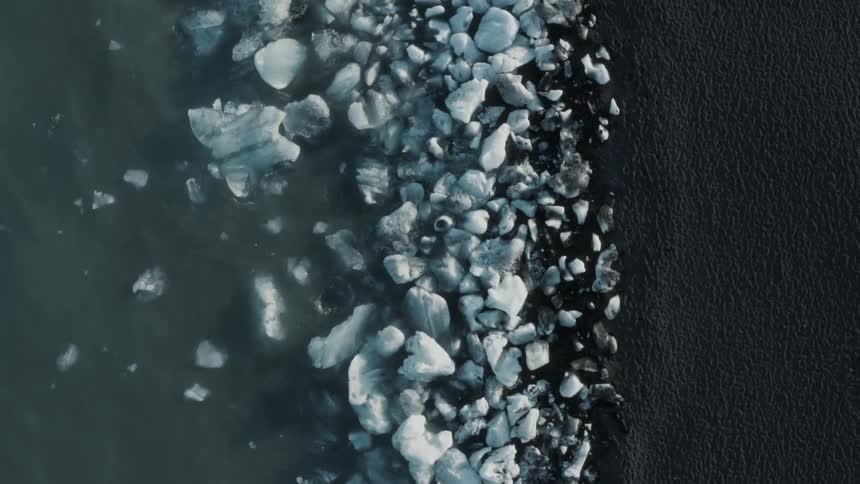 Ice is on the shore line