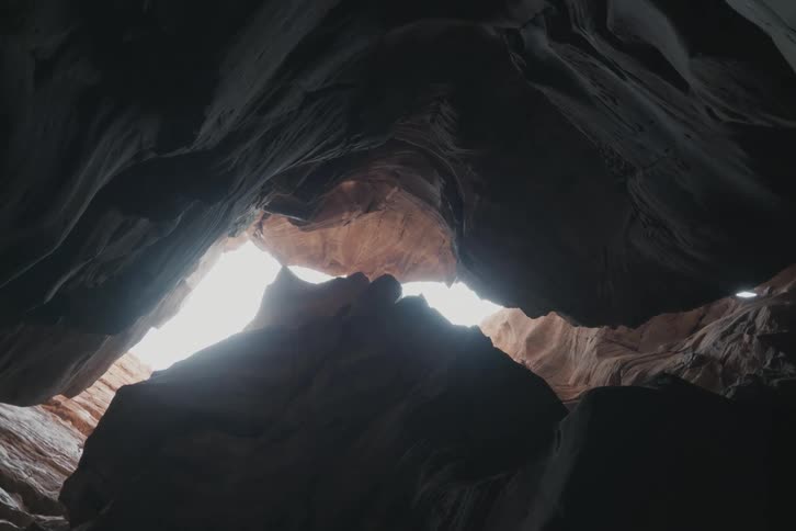 Sunlight is shining in the cave