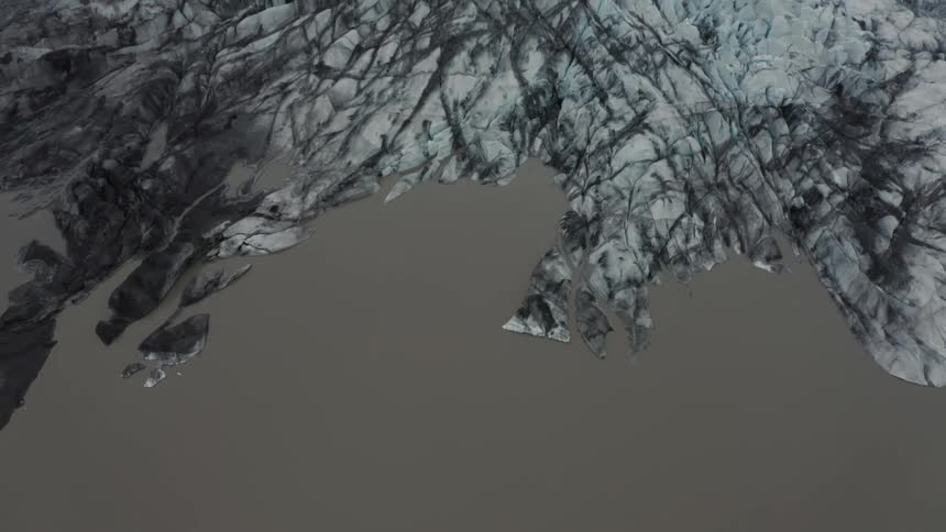 Aerial of the sea with ice rock formations