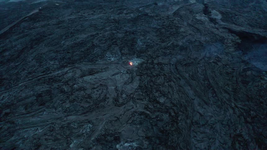 Aerial of a volcanic crater on a mountain