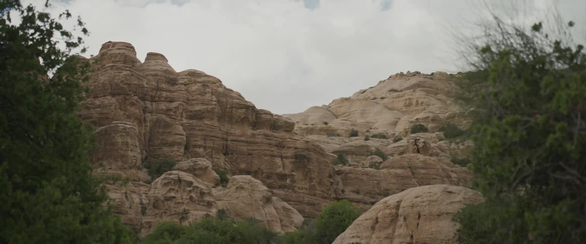 View of geological canyons on a cloudy day