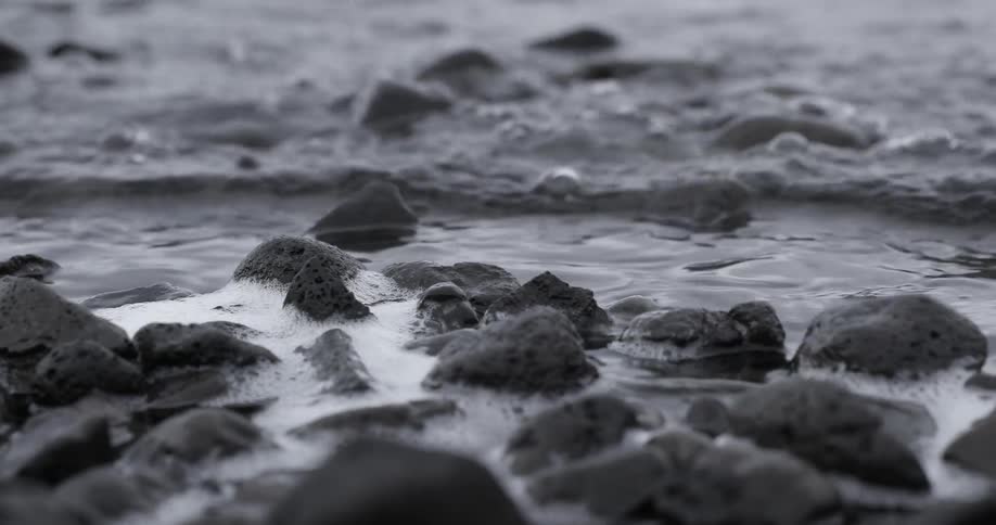 Water flows over rocks