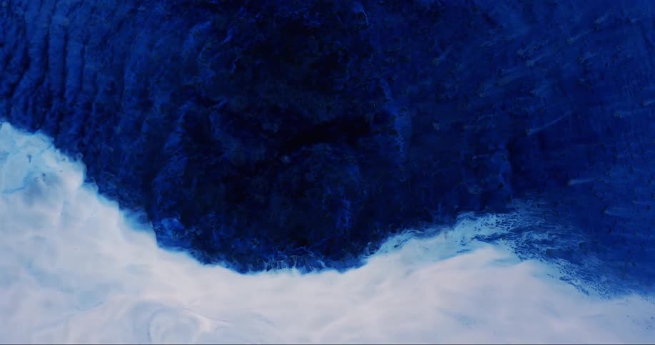 Blue sea fluid art with wild waves
