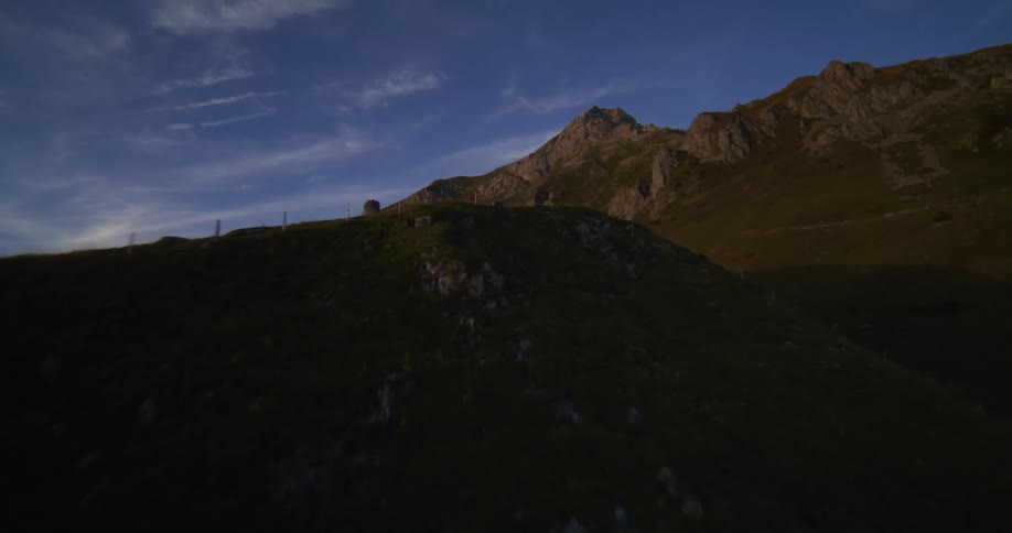A region with high rock mountains and the sky is very blue