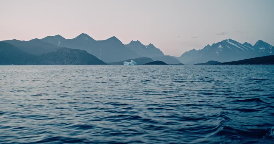 Navigating the sea by boat in Greenland