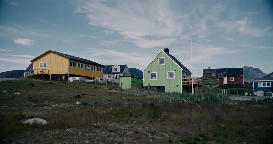 A village with few houses with different colors