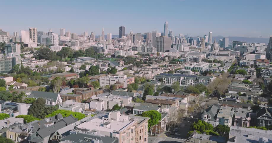 Skyline of a suburban neighborhood on a sunny day