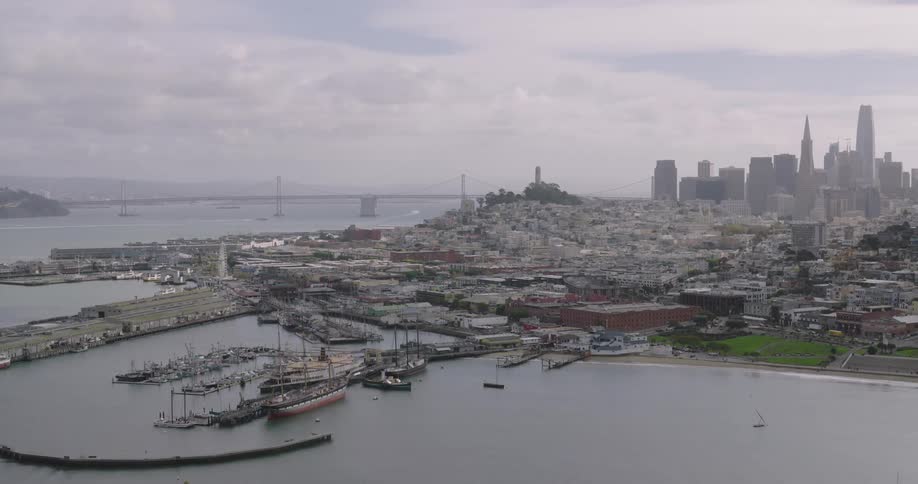 Aerial view of a port in the outskirts of san francisco