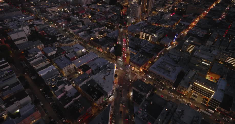 A metro city view with multiple intersections at night