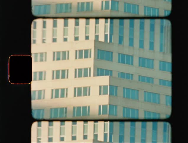 A large building is in the city