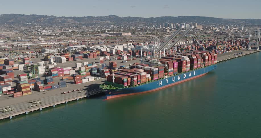 An aerial clip of a dockyard