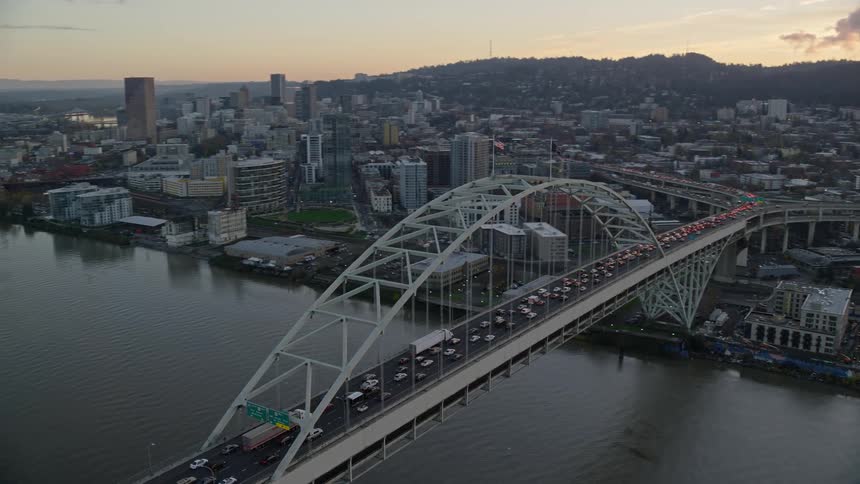 Heavy traffic is on the bridge