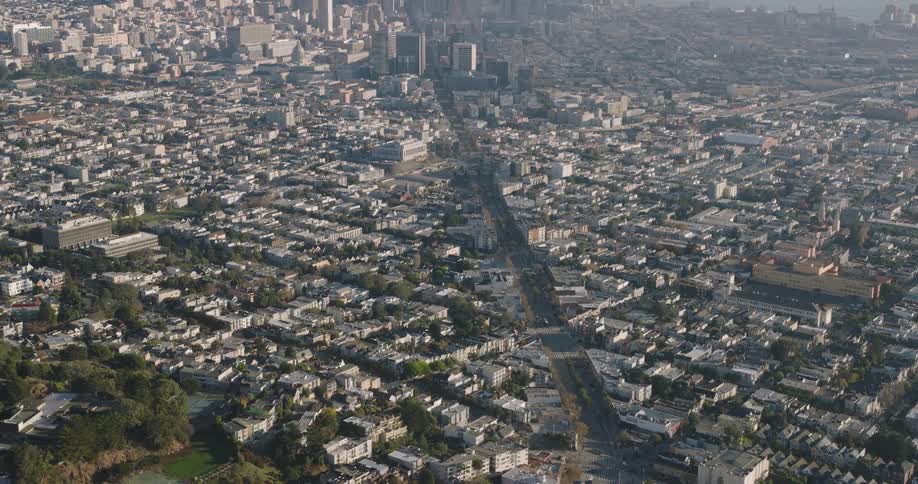 Skyline of a residential neighborhood in an urban city on a sunny day