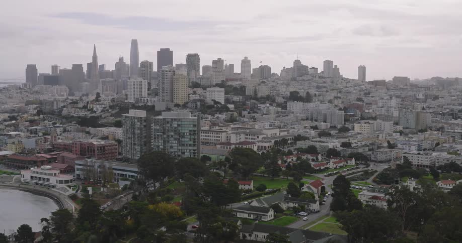 Panorama of a metropolis with buildings and skyscrapers on a cloudy day