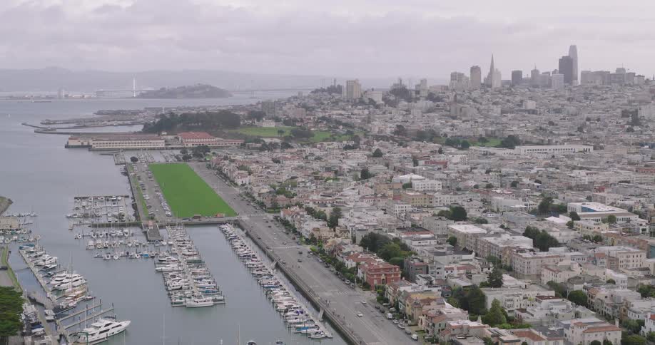 A harbor is by the city