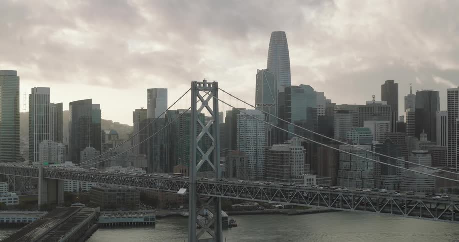 Aerial view of the san francisco oakland bay bridge