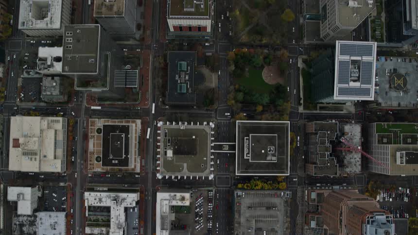 Aerial panorama of a metropolis viewed from above with streets and buildings