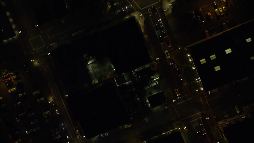 Aerial view of the city streets at night