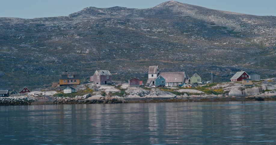 Colorful houses in a coastal town on the mountains
