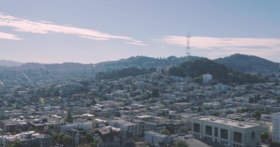 Aerial view of a neighborhood in the city