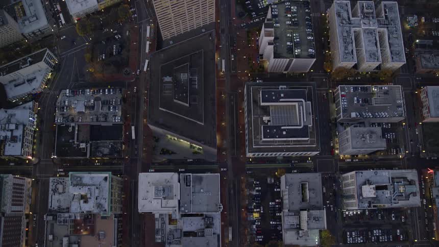 Top down aerial view of the city