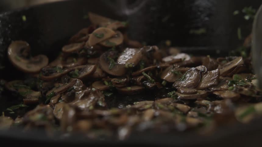 A meal is prepared in a pan