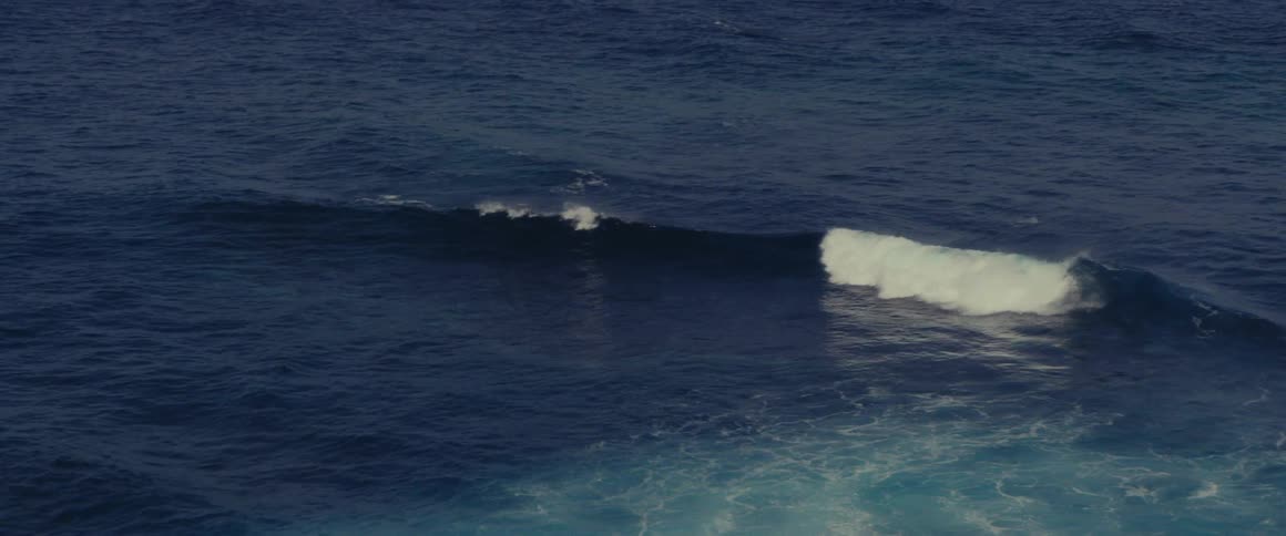 Waves curl and splash as they roll into shore