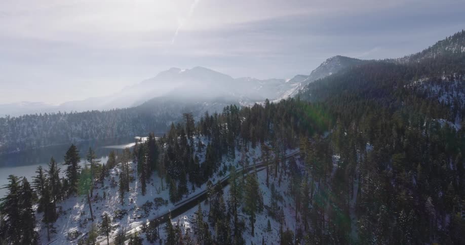 The mountains are covered with trees