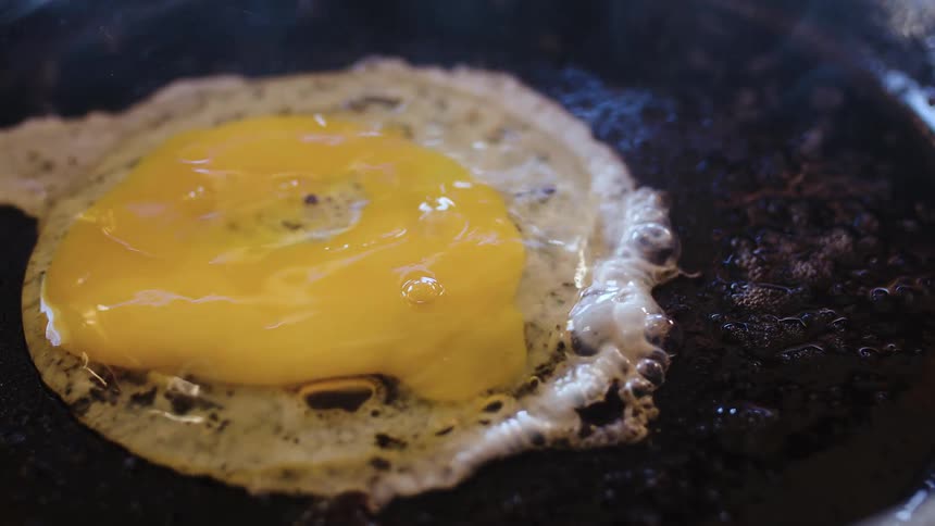 Egg frying on a hot pan