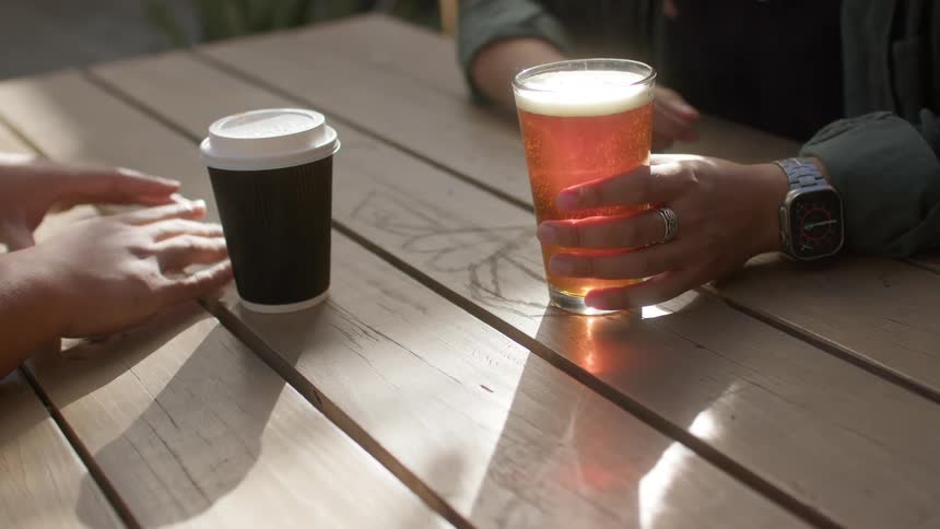 Friends talking and having drinks