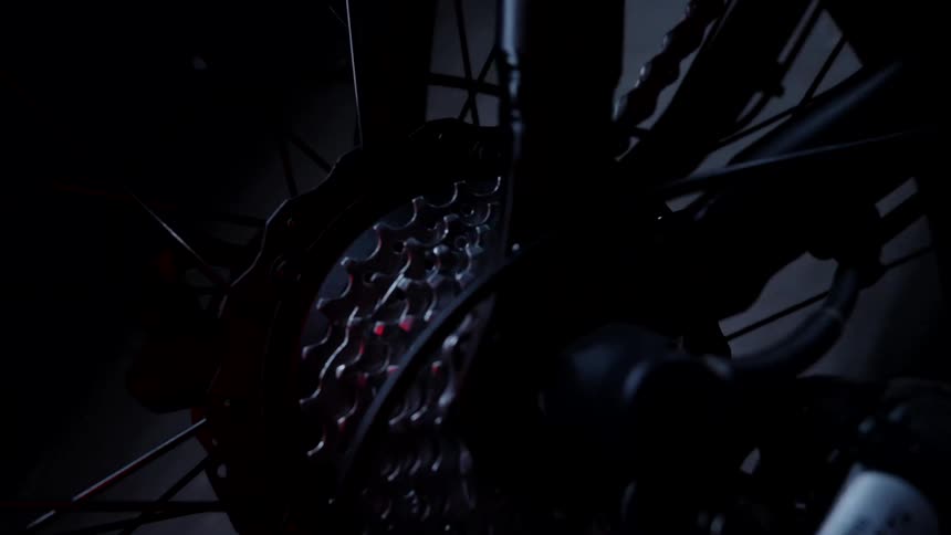 The tire is in the dark garage