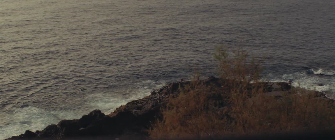 A couple of people fishing on the coast