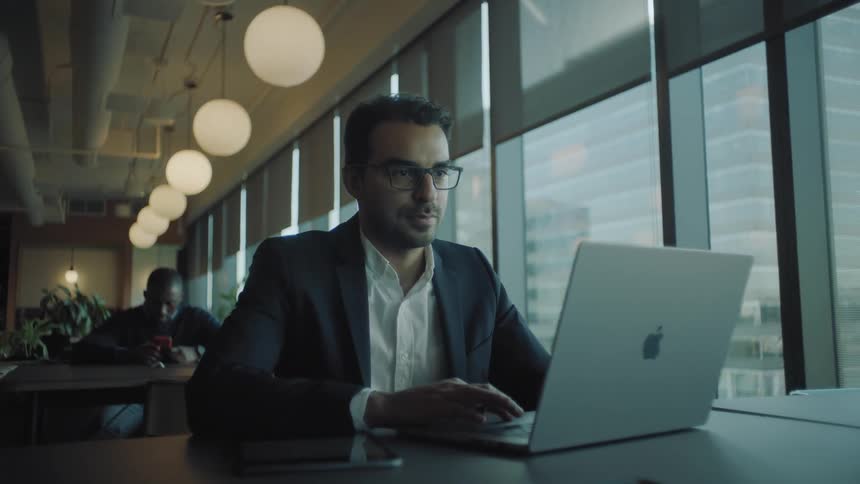 Two men are working in the office