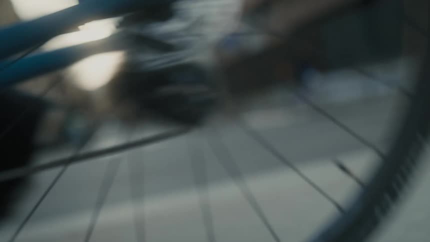 Bicycle drives away in the city