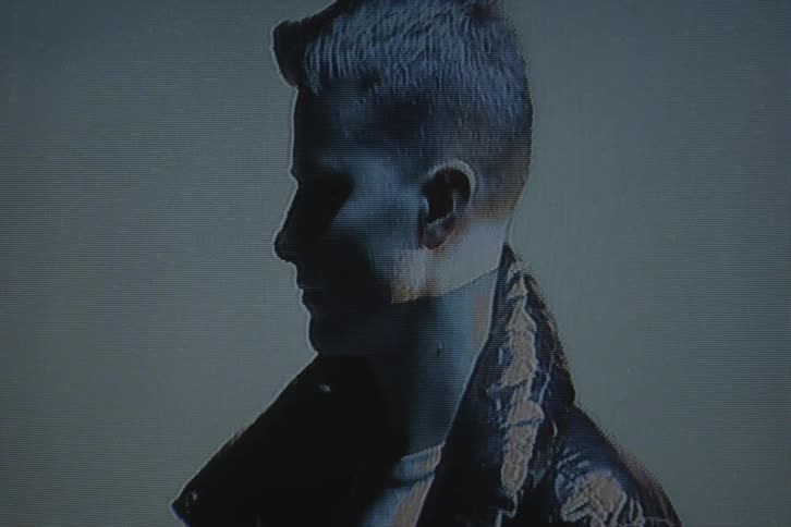 A close up clip of a male model