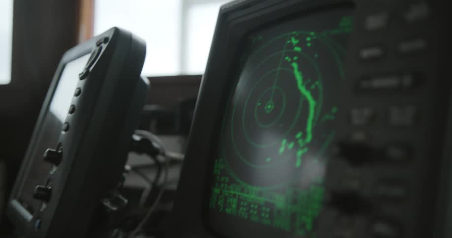 Close up of radar screen on a fishing boat