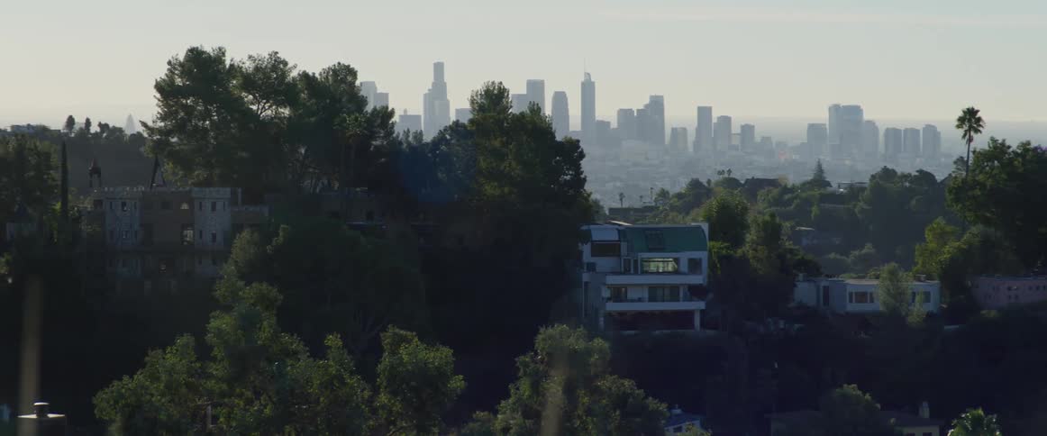 Skyline of los angeles seen from the outskirts of the city