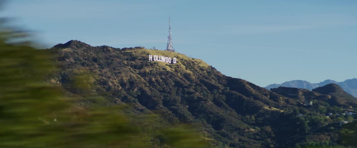 View of the famous hollywood monument from the top of the mountain
