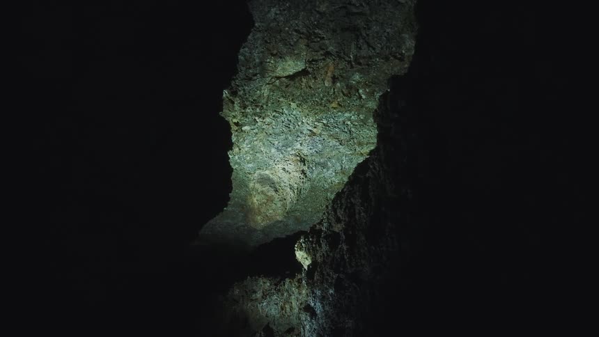 Rock wall on the interior of a cave