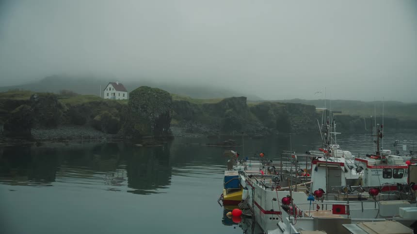 Boats docked on a small town in the countryside