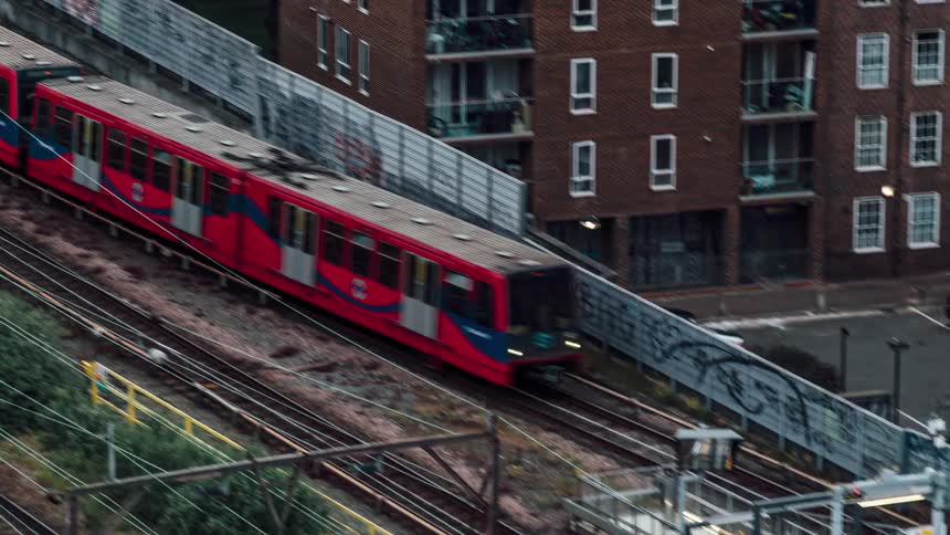 Time lapse of a train arriving at the station