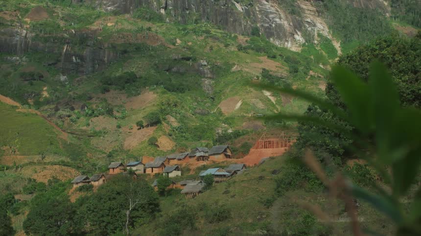 A village under the mountain path