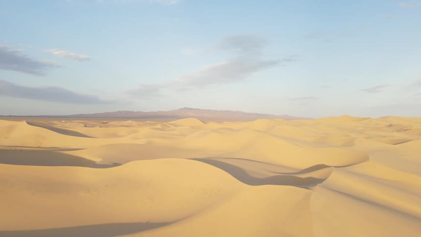 A desert region with many sand dunes