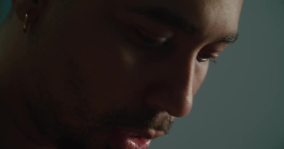Face of a young man talking