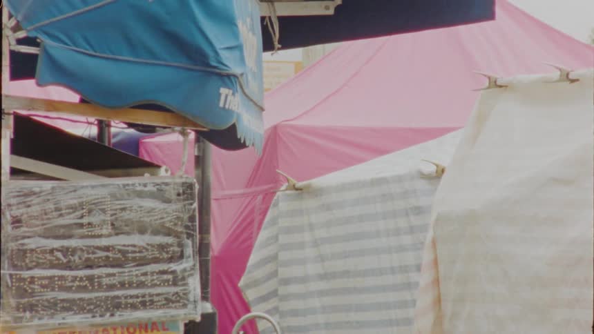 Colorful makeshift tents caught on vintage film