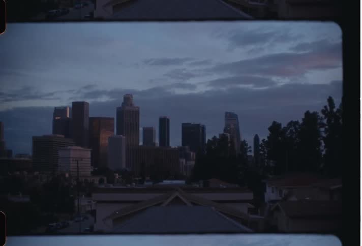 Skyscrapers of a big city during dusk